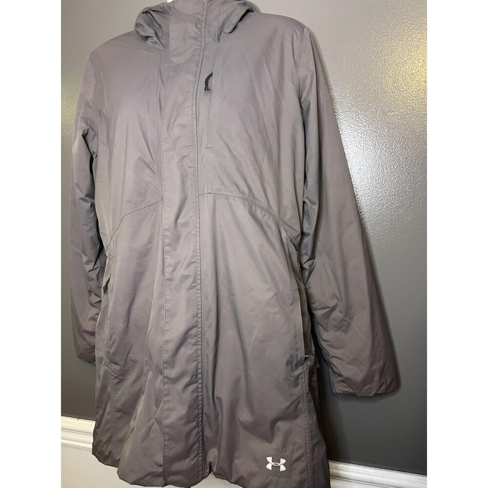 Under Armour Coat Womens Small Gray Hooded Parka Storm3 ColdGear Infrared - Picture 5 of 16